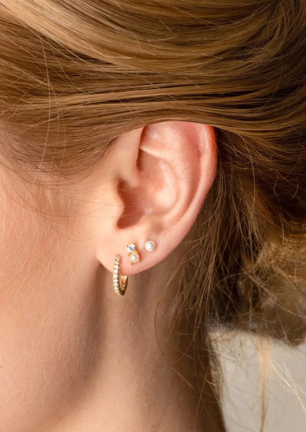 Classic Tiny Pearl Studs - Gold