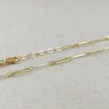 Paperclip & Straw Chain Necklace - Gold