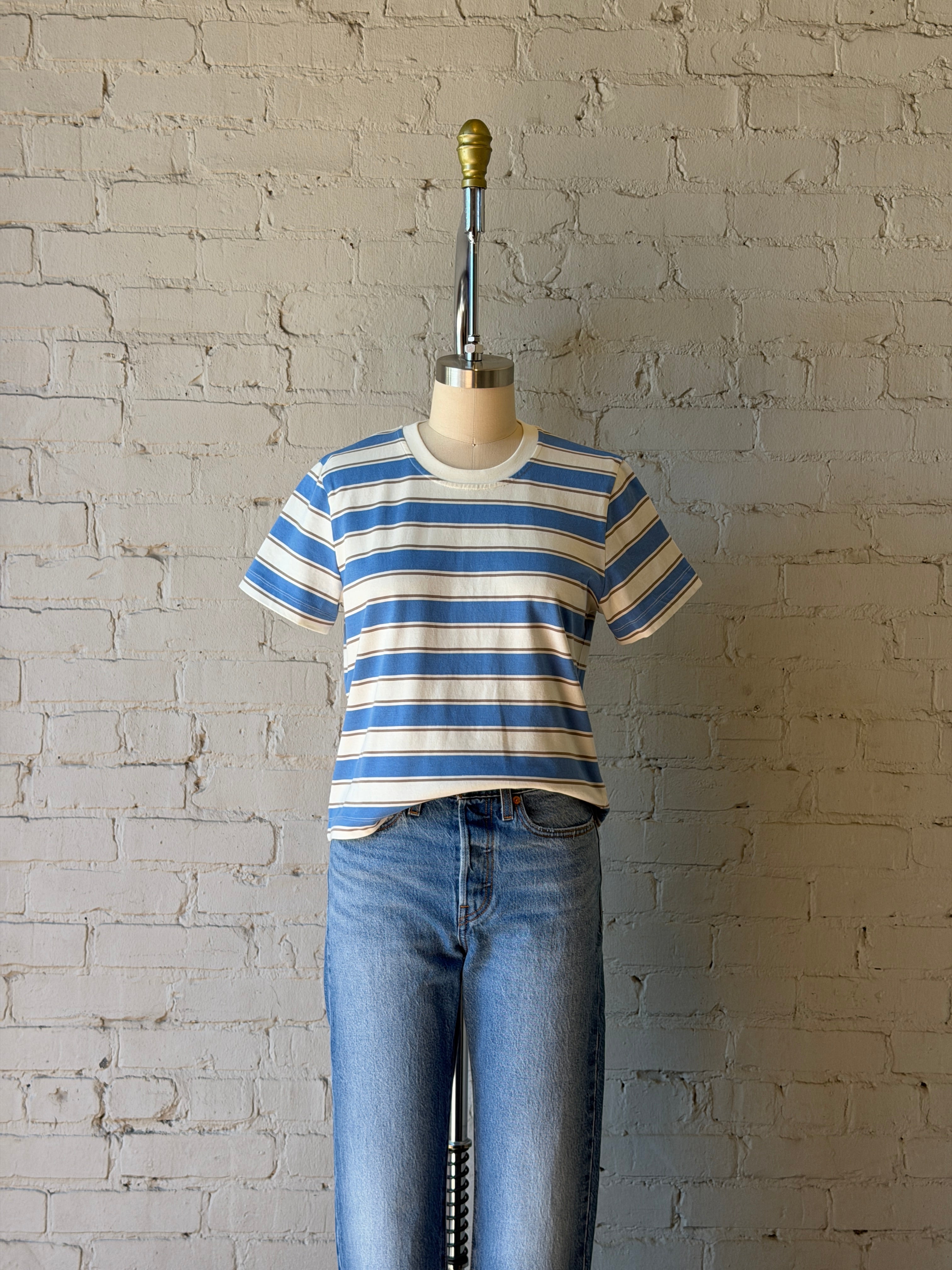 Gia Crew Tee - Pacific Blue Stripe