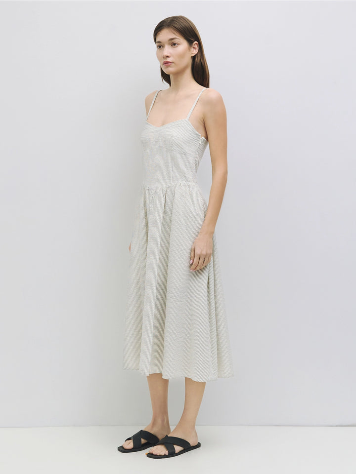 Genevieve Dress - Ivory / Blue