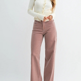 Relaxed Wide Leg Jeans - Brown Stripe