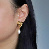 Pearl Drop Heart Earrings