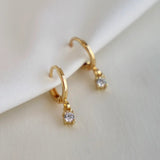 Miniature CZ Drop Earrings - Gold