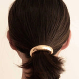 Wide Metal Ponytail Hair Tie - Gold