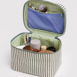 Large Cosmetic Case - Sage Stripe