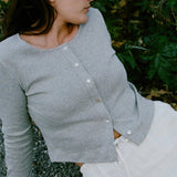 Organic Rib Cardigan - Heather Grey