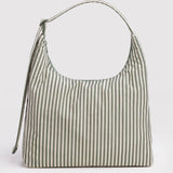 Nylon Shoulder Bag - Sage Stripe