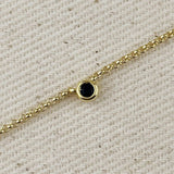 Dainty Bezel Necklace - Black
