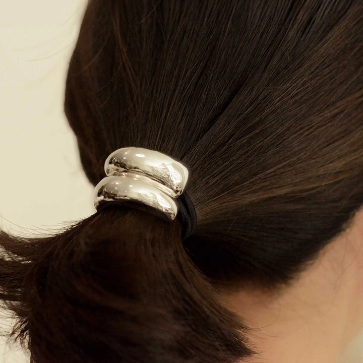 Mini Arch Metal Ponytail Hair Tie - Silver