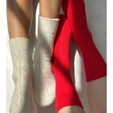 Cashmere Pointelle Socks - Red