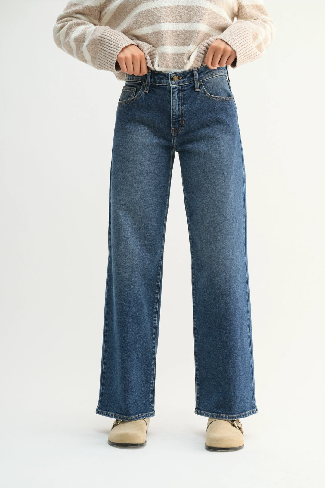 Mid Rise Slim Wide Leg - Dark Denim