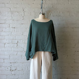 Robyn Waffled Cotton Top - Forest