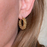 Beaded Cluster Hoops - Gold