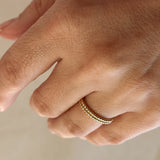 Double Banded Bead Ring - Gold