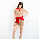 Polo SS Sweater - Beige / Red