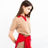Polo SS Sweater - Beige / Red