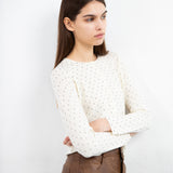 Polka Dot Crewneck Cardigan - Ivory