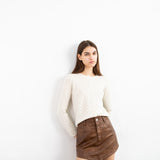 Polka Dot Crewneck Cardigan - Ivory