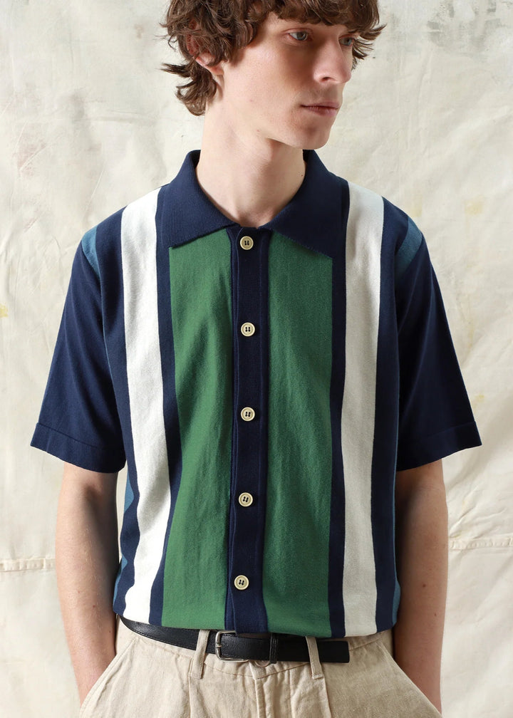 Velzy Cardigan - Navy iris / Green