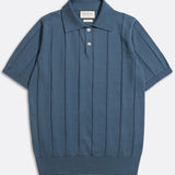 Jacobs S/S Polo - Blue Punched Stripe