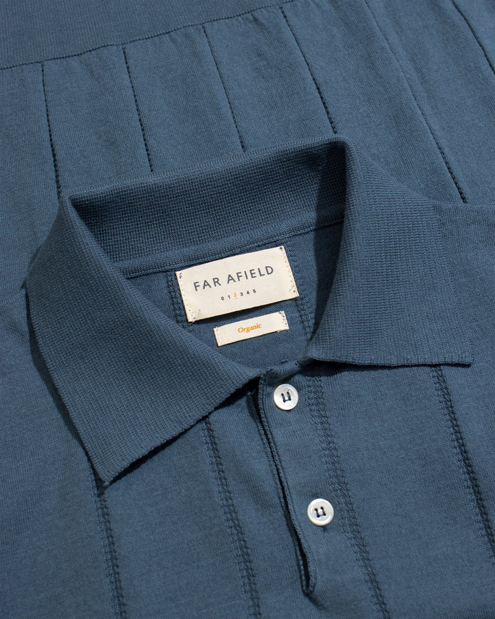 Jacobs S/S Polo - Blue Punched Stripe