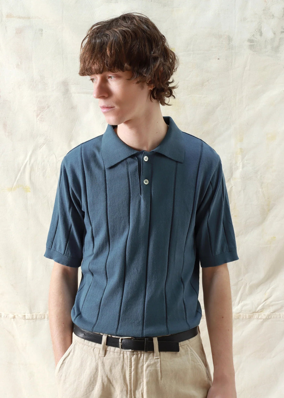 Jacobs S/S Polo - Blue Punched Stripe