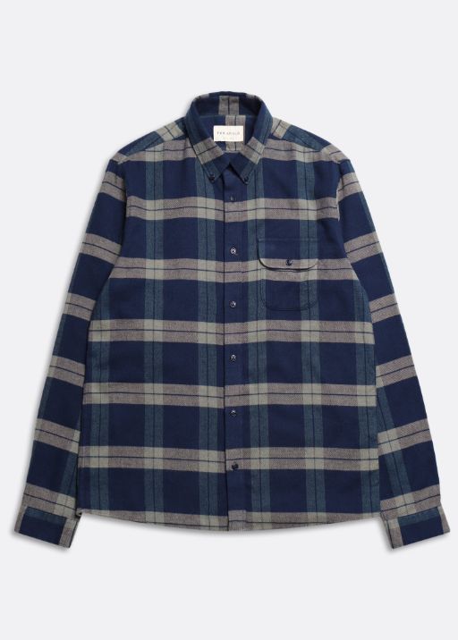 Larry Check Shirt - Navy Iris / Cornstalk