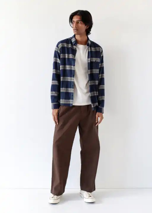 Larry Check Shirt - Navy Iris / Cornstalk