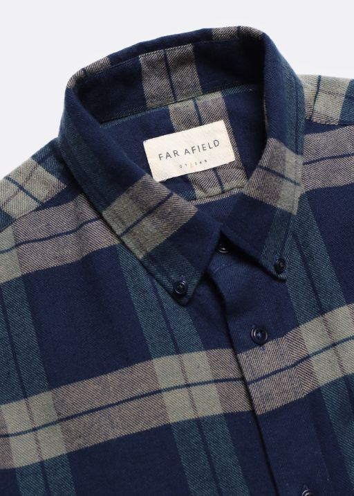 Larry Check Shirt - Navy Iris / Cornstalk