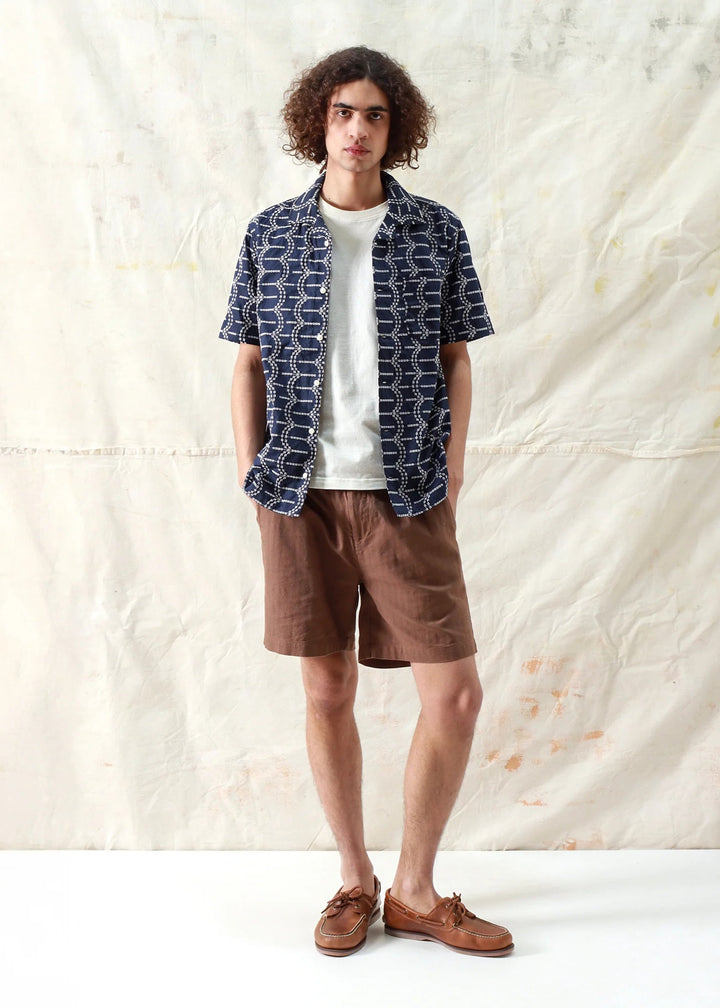 Stachio S/S Shirt - Palm Tree Navy