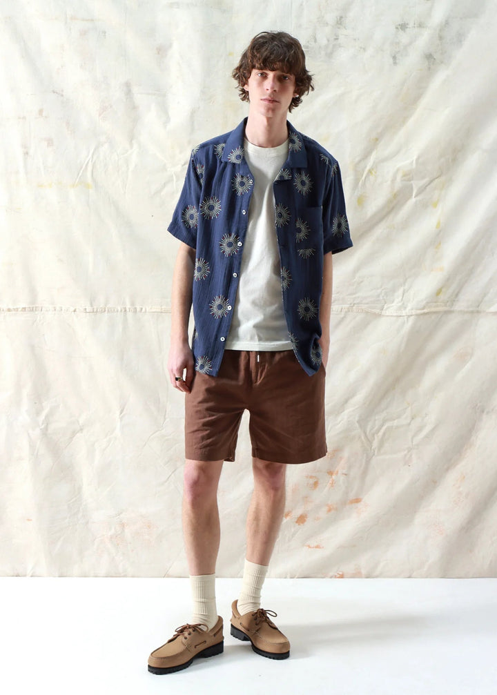 Stachio S/S Shirt - Embroidery / Navy Iris