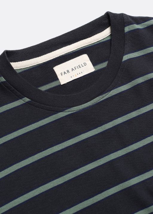 Tres Stripe Tee Shirt - Black / Forest Green