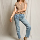 Alanis Cotton V Neck Tee - Mocha