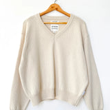 Abby Cotton V Neck Sweater - Naturel