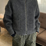 Alpaca Zip Front Jacket - Charcoal