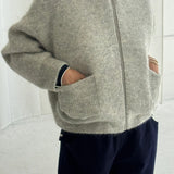 Alpaca Zip Front Jacket - Light Grey