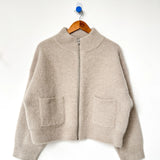 Alpaca Zip Front Jacket - Smoke