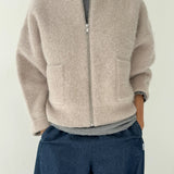 Alpaca Zip Front Jacket - Smoke