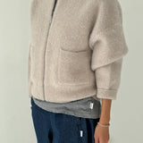 Alpaca Zip Front Jacket - Smoke