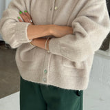 Amélie Alpaca Cardigan - Smoke