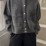 Amélie Alpaca Cardigan - Charcoal