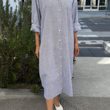 Artist Long Shirt - Blue Pinstripe