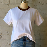 Chloe Contrast Tee - White / Brown
