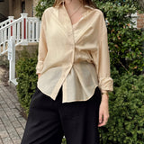 Semi Sheer Shirt - Beige