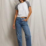 Britt Tee - White / Heather Grey