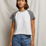 Britt Tee - White / Heather Grey