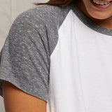Britt Tee - White / Heather Grey