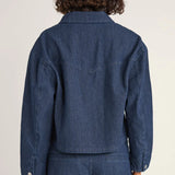 Pinstripe Cropped Jacket - Indigo
