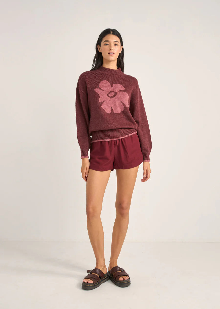Juliet Floral Jumper - Burgundy