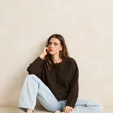 Estelle Fluffy Knit Cardigan - Chocolate